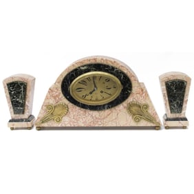 Japy Freres Vincent Gaglio French Art Deco Clock Set