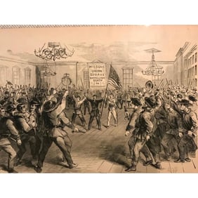 19thc Civil War Engraving, Zouaves Soldiers, Tammany Hall