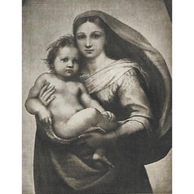 Early 1900s Half Tone Print, Madonna Child