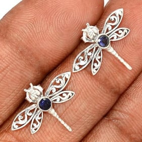 Sterling Gemstone Dragonfly Earrings