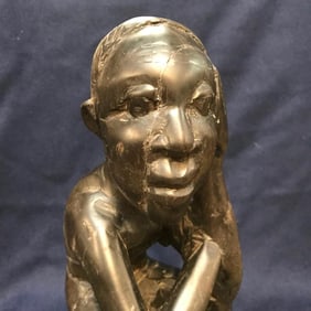 Early 1900's African Tribal Wood Carving, Native Man