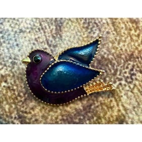 Purple Blue Bird Brooch Pin