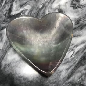 Hand-carved Flourite Quartz Crystal Heart Dish
