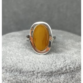 Baltic Egg Yolk Amber Sterling Ring