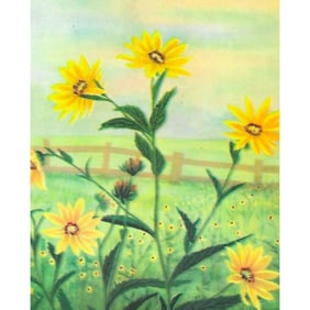 1920s Sunflower Color Lithograph Print