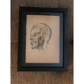 Head of A Man Gouache Painting