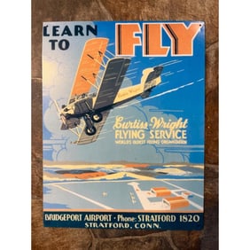 Learn To Fly, Curtiss-Wright Metal Pub Bar Sign