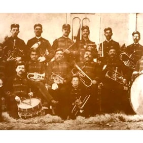 Late 19thc Mexican Marching Band Photo Print