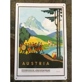 Austria Travel Metal Pub Bar Sign