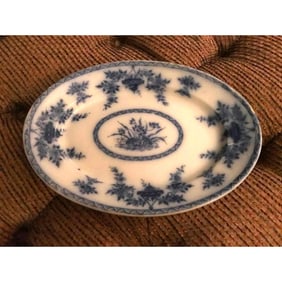 19thc Furnival Bombay Flow Blue Platter