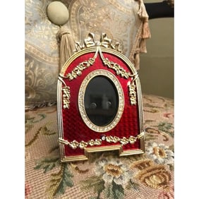 Faberge Style Guilloche Enamel Photo Frame