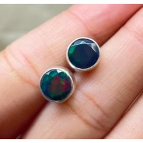Black Opal Sterling Earrings