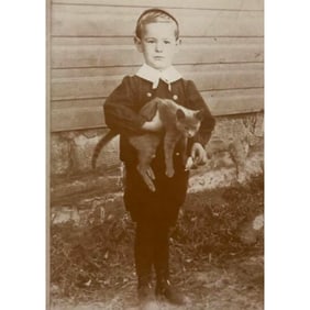 Little Boy With Cat Photo Print