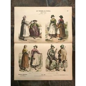 Rare 19thc Handcolored Costume Plates, Bavaria