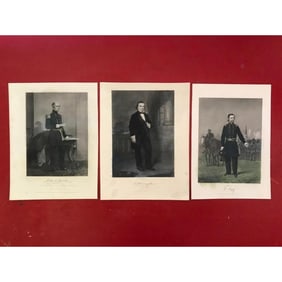 Group of 19thc Civil War Steel Engravings, Generals, Politicians