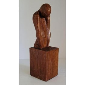 Mid Century Figural Wood Carving