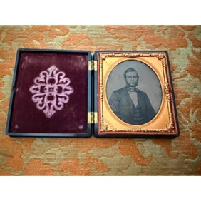 19thc Daguerreotype Photograph of a Gentleman, Gutta Perche Case