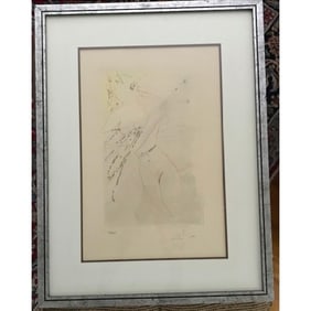 Signed Dali, Handcolored Etching, Thou Art All Faire, My Love