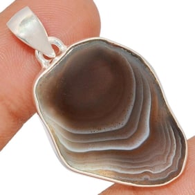 Modern Botswana Agate Sterling Pendant