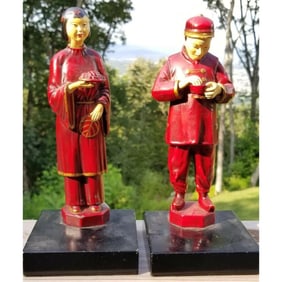 Original 1930s J.B. Hirsch Chinese Couple Bookends