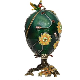 Hummingbird Nest Trinket Jewel Box Egg