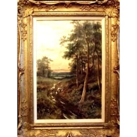 Signed Oil Painting, British Sunset Landscape