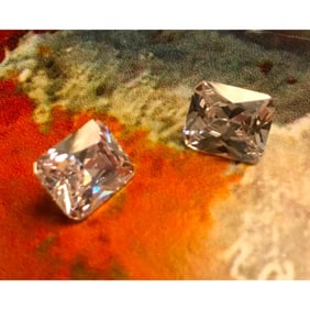 Pair of 9ct Radiant Cut Russian Diamond Simulant