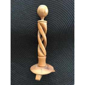 Vintage Mid Century Olive Wood Candlestick