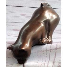 Small Bronze Library Shelf Kitten Sculpture