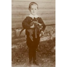 Little Boy With Cat Photo Print