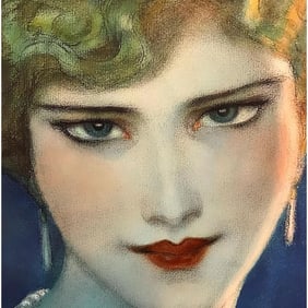 Art Deco Lady, Face, Color Print