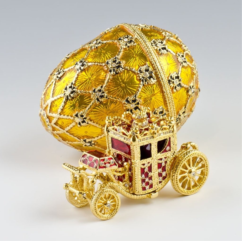 Coronation Faberge Egg: The Coronation Egg from 1897 is the most famous and celebrated of Carl FabergeÕs creations. It was made to honor the Russian Tsar Nicholas II and his wife, Alexandra coronation ceremony. The surprise