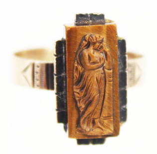 14K YELLOW GOLD LADIES ART NOUVEAU FIGURAL RING: 14K YELLOW GOLD LADIES ART NOUVEAU FIGURAL RING