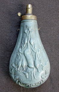 Powder Flask depicting Stag Hunting Scene: Powder Flask depicting Stag Hunting Scene