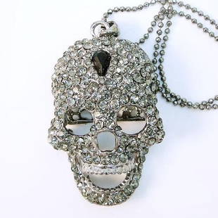 Swarovski Crystal Skull Teardrop Pendant Necklace: Swarovski Crystal Skull Teardrop Pendant Necklace, Measures appro 2 inches long. The Necklace chain in 30 inches