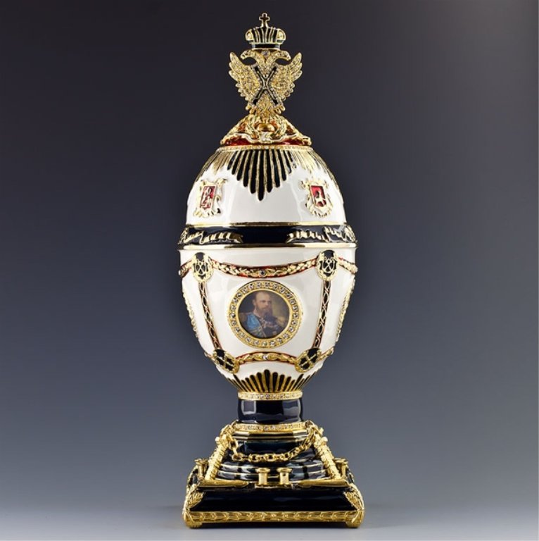 Imperial Faberge Inspired Egg: Carl Faberge was a Russian jeweler of French origin, best known for the famous eggs, made in the style of genuine Easter eggs, but using precious metals and gemstones. Russian Czars commissioned him t