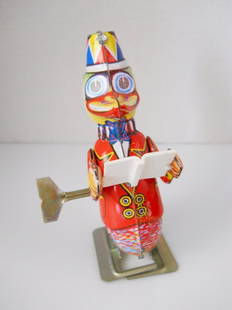 Mechanical Clown Duck Tin Toy: Mechanical Clown Duck Tin Toy, measures approx 2 in L x 2 in W x 6 in H