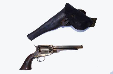 1858 Remington Caplock Revolver: Confederate Spiller and Burr (early second model) that went South to Mexico after the war. Recent museum find, this Spiller and Burr is one of few known with small half moon loading cut in the