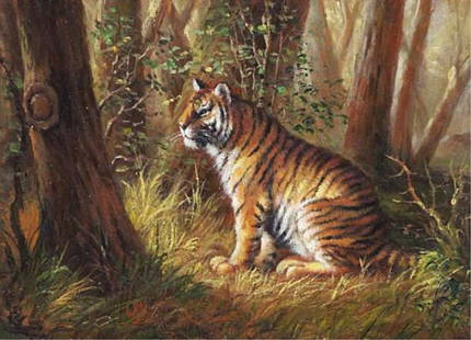 5 x 7 Oil on Board ~Tiger in Jungle~: 5 x 7 Oil on Board ~Tiger in Jungle~