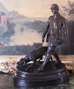 Splendid Bronze Sculpture Fox Hunt: Fox Hunt Bronze Sculpture After PJ Mene 18.5H x 14W x 8D 35 lbs. This bronze sculpture was produced using the "Lost Wax" casting method. The "Lost Wax" Cast method is the most precise metal casting