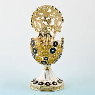 Easter Faberge Inspired Egg: Dimensions: 5" (H) Pewter, Enamel, Crystals Faberge is a trademark of Pallinghurst Resources LLP. This piece of art should not be associated with Pallinghurst Resources LLP, Faberge Limited Co. who