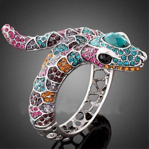 Multicolor Crystal Serpent Bangel Bracelet