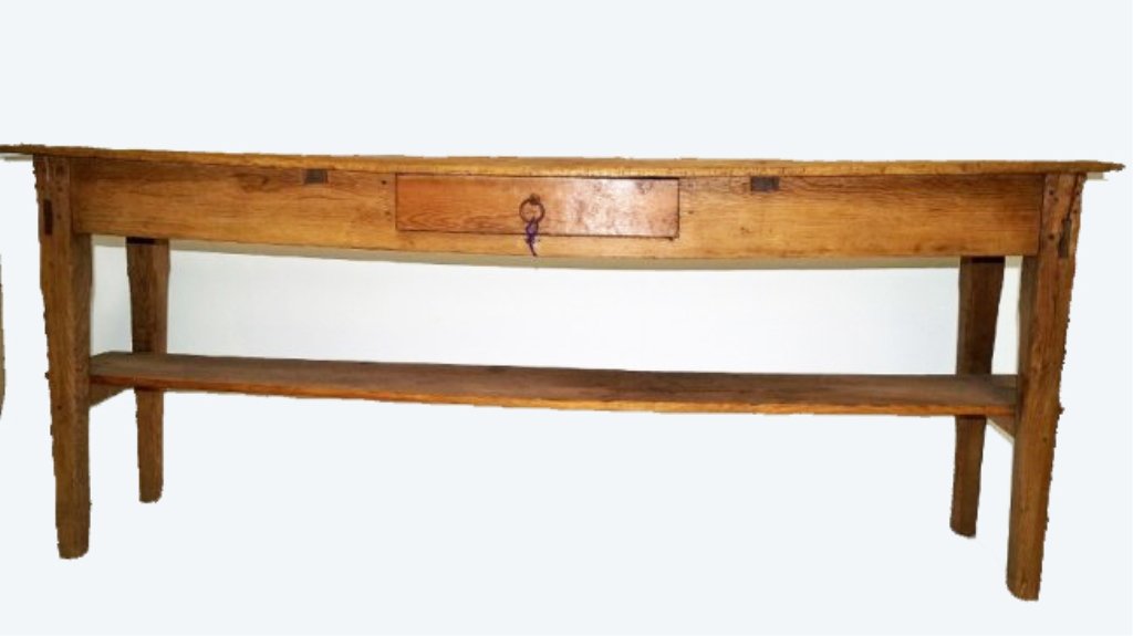 Large Colonial American Work Table: Large Colonial American 77"w. x 16"d. x 32"H work table of the 3rd quarter of the 18th century.