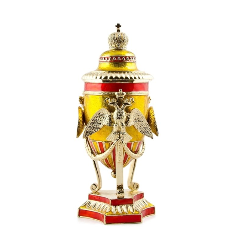 Imperial Eagle Faberge Inspired Egg: The double-headed eagle is a common symbol in Russian heraldry which was adopted from the Byzantines by Several Eastern European nations and continue to be used as the national symbol to this day. 7''