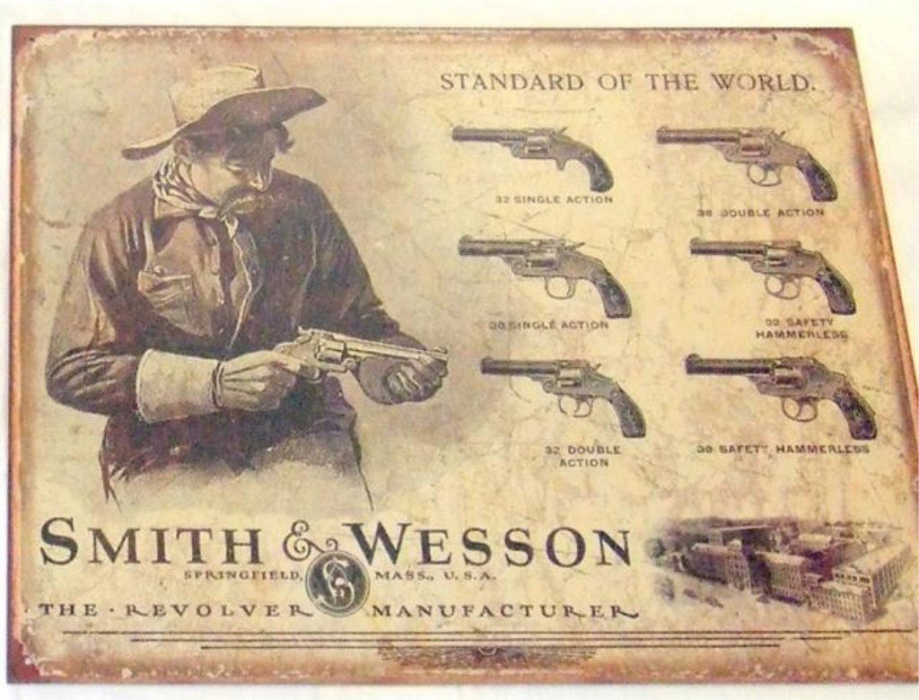 Smith & Wesson Vintage Style Metal Sign: Smith & Wesson Vintage Style Metal Sign