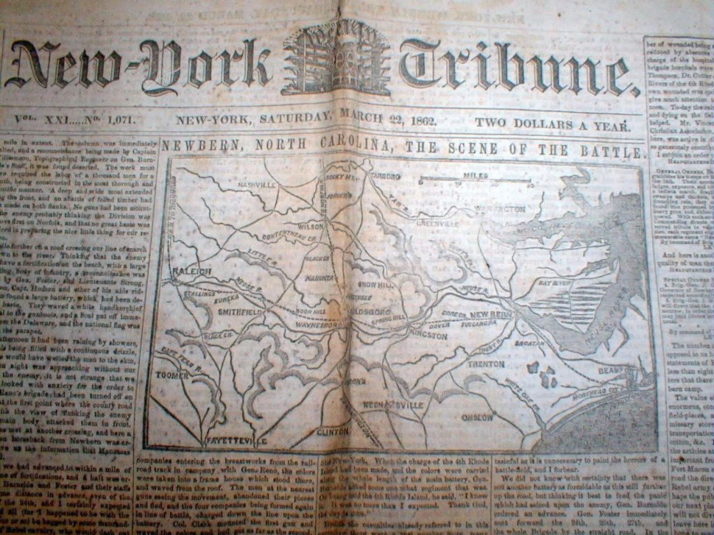 Four Complete Original Civil War Newspapers: Four Complete Original Civil War Newspapers , the NY Weekly Tribune dated in 1862: Feb 15, Mar 22, May 10, 1862 and Sept 7, 1861.
