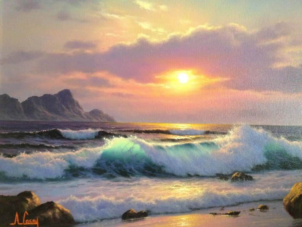 Anthony Casay oil on canvas seascape.