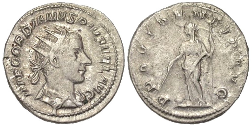 Ancient Roman Gordian III Coin: Gordian III, 29 July 238 - 25 February 244 A.D. In 243 A.D. Gordian III, along with his praetorian prefect and father-in-law Timesitheus, defeated the Persian occupation of Syria. But after Timesitheu