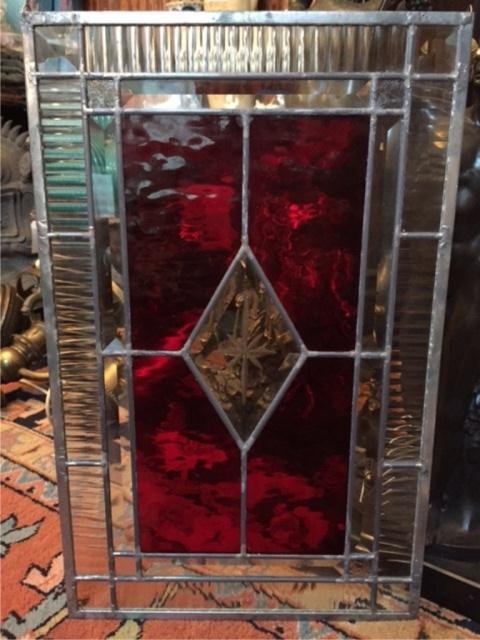 Gothic Red Stained Glass Window Hanging (1 of 3)