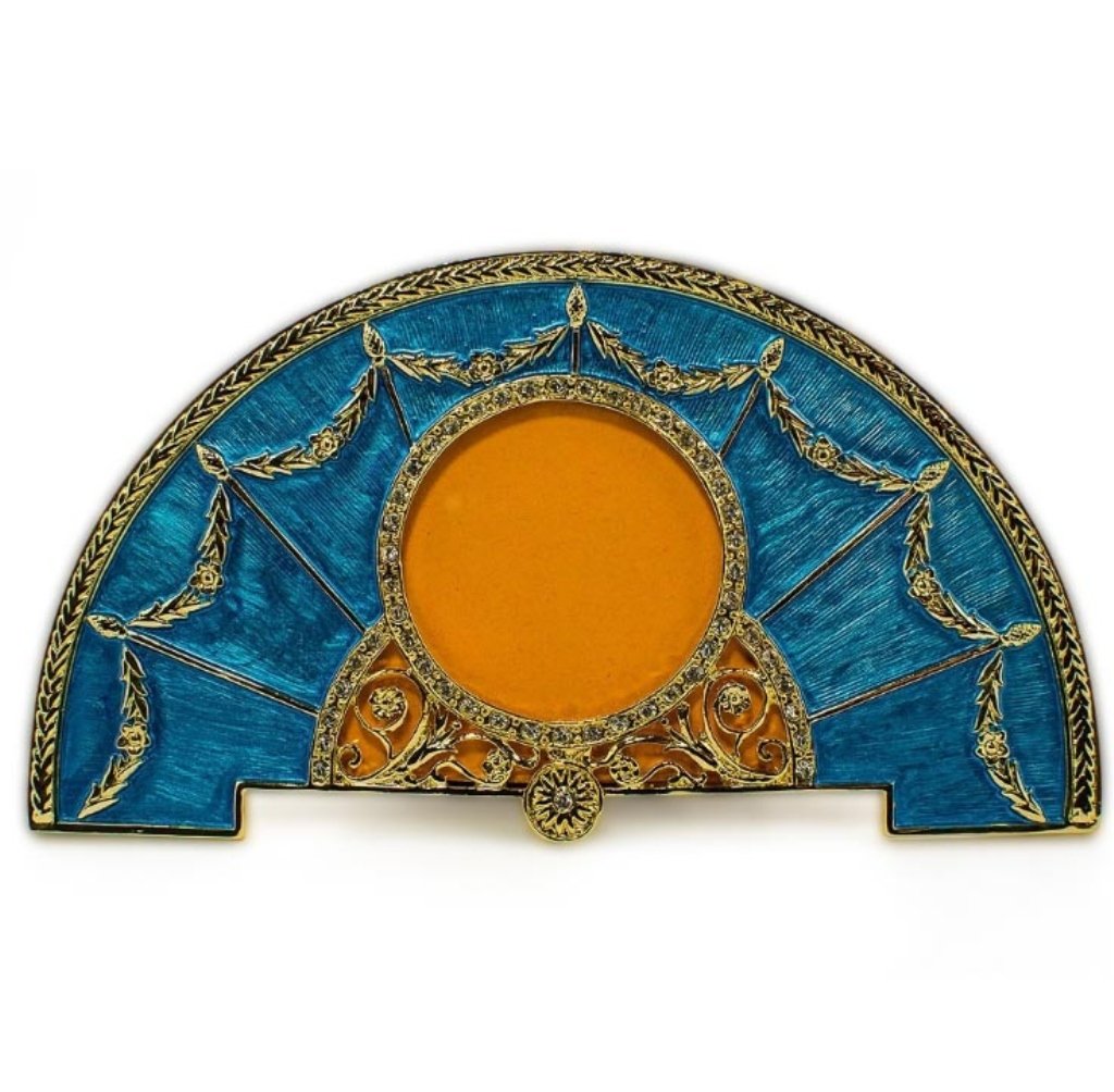 Blue Enameled Fan Faberge Inspired Frame (1 of 2)